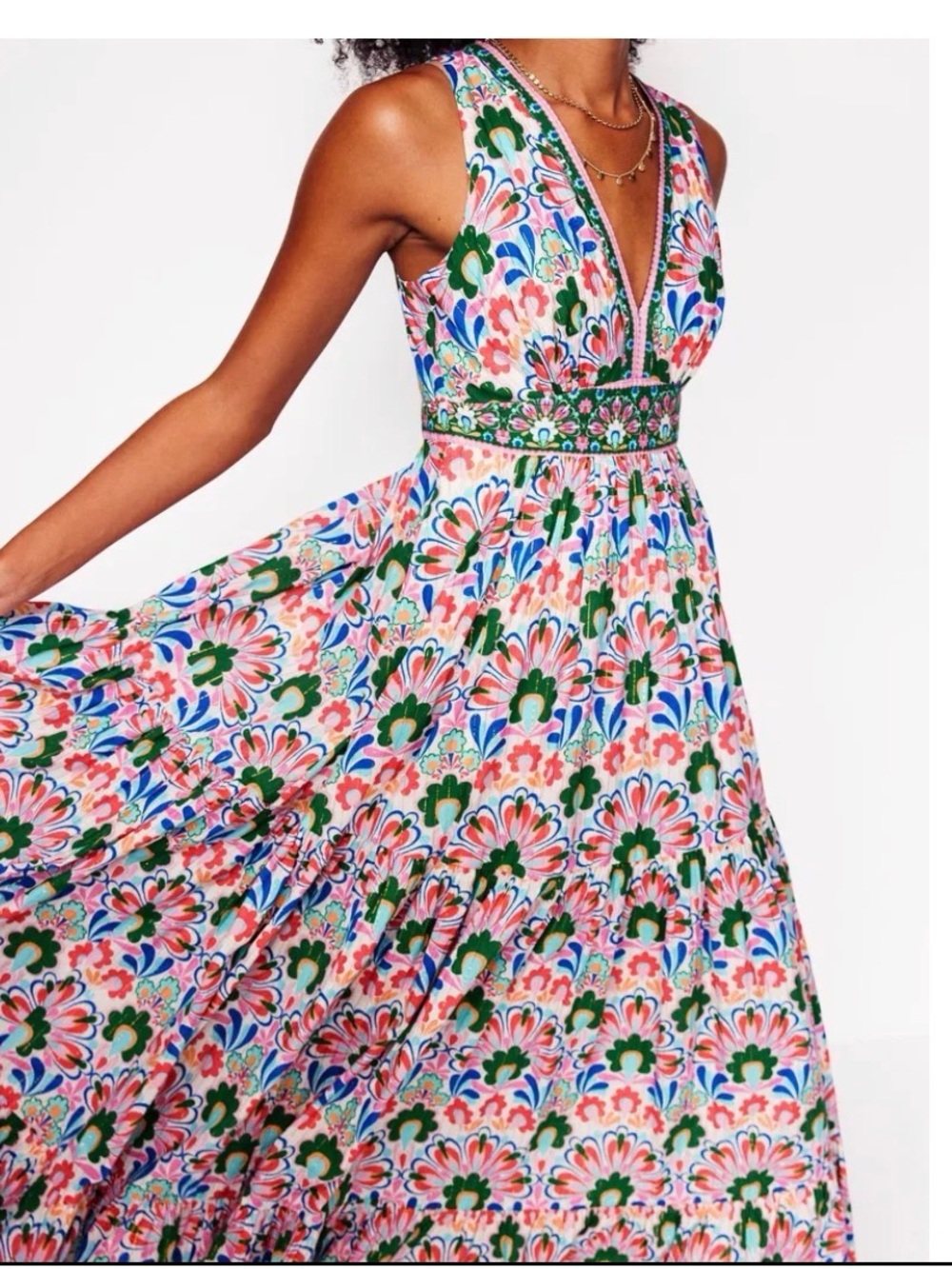 Boden Serena Cotton Tie Maxi Dress